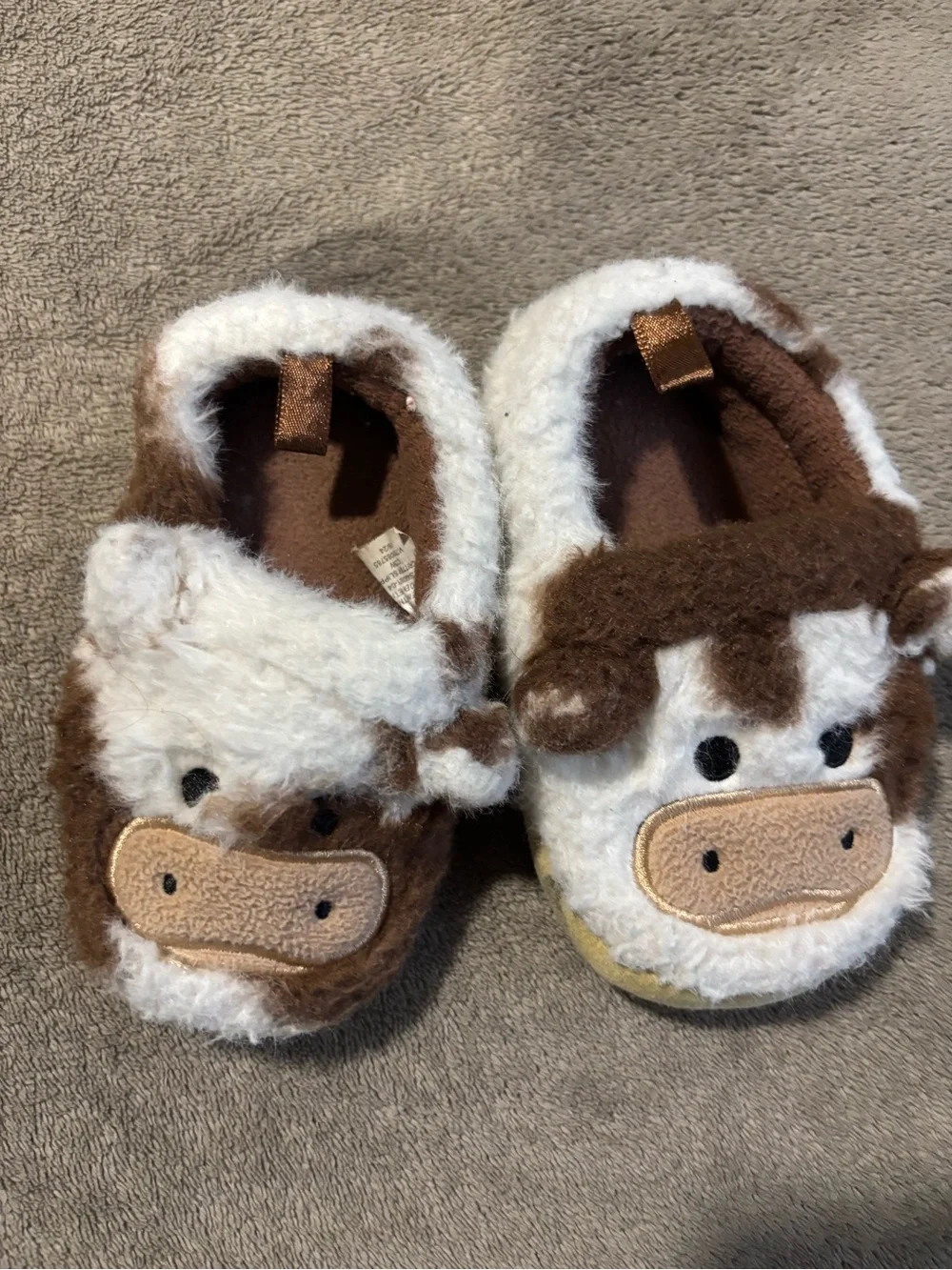 Plush Cow Slip-On Kids Shoes - Brown & White